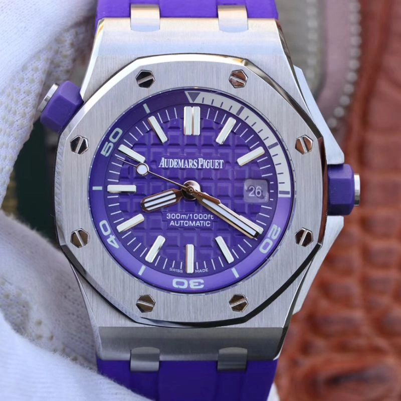 Audemars Piguet Royal Oak Offshore Diver 15710ST.OO.A077CA.01 1:1 Best Edition Replica Watch Swiss ETA3120 Superlumed Purple textured dial